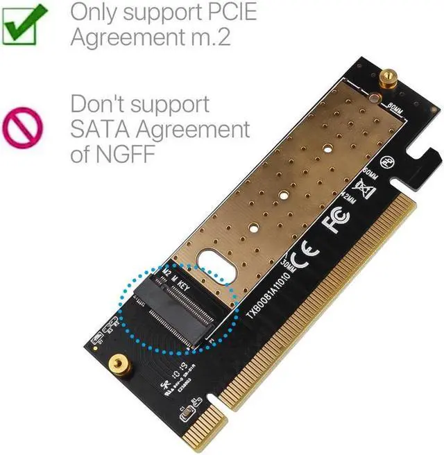 Alt view image 4 of 6 - M.2 NVMe SSD NGFF TO PCIE 3.0 X16 X4 Adapter M Key Interface Expansion Card Add On Card Full Speed Support 2230 to 2280 SSD