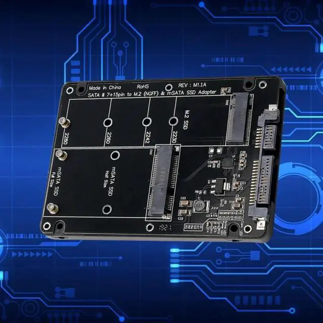 Alt view image 6 of 6 - 2 In 1 NGFF M.2 B M Key Mini PCI E or mSATA SSD to SATA III Adapter Card for Full Msata SSD/ 2230/2242/2260/22x80 M2