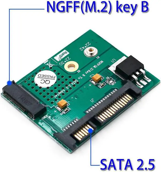 Alt view image 6 of 6 - M.2 NGFF SSD to SATA 2.5" Adapter M.2 to SATA Converter Card Computer Components 3.3V LED B Key Connector for 2230 2242 M2 SSD