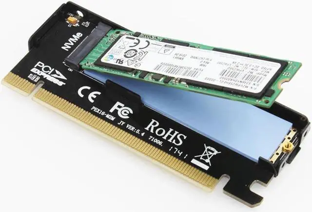 Alt view image 3 of 6 - NVME M.2 to PCIe Adapter PCI Express X16 to M2 Expansion Card with Heat Sink
