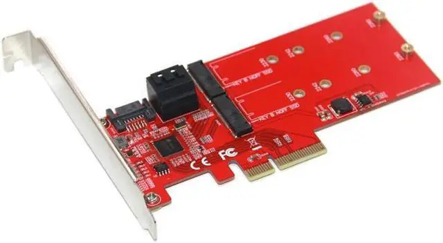 Alt view image 4 of 6 - M2 SATA Raid Controller Card PCI Express X4 to 2Port SATA 3.0 6Gbps + 2Port M.2 NGFF SSD B Key Support RAID0 RAID1 AHCI Mode