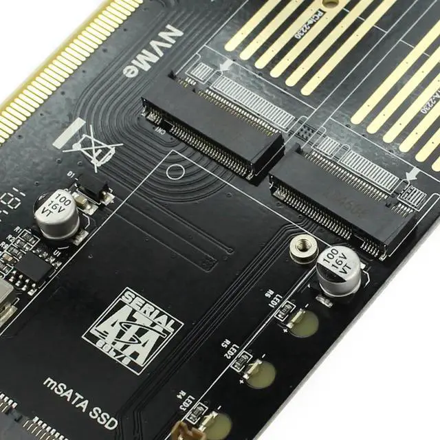 Alt view image 6 of 6 - M.2 for NVMe SSD for NGFF to PCIE 3.0 X16 Adapter M Key B Key mSATA PCI Express 3.0 m2 SSD AHCI mSATA 3in 1 Converter Riser Card