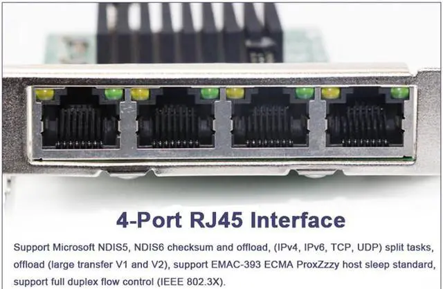Alt view image 2 of 5 - Card 4 Port Gigabit Ethernet 10/100/1000M PCI-E PCI Express To 4X Gigabit Ethernet  Card LAN Adapter for Desktops