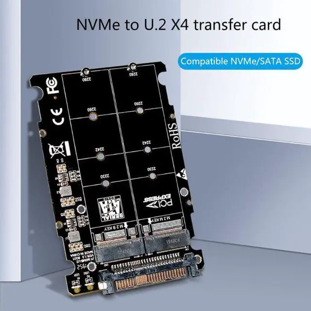 Alt view image 4 of 6 - M.2 SSD to U.2 Adapter 2 in 1 M.2 NVMe SATA Bus SSD to PCI e U.2 SFF 8639 PCIe M2 Adapter Converter for Desktop Computers