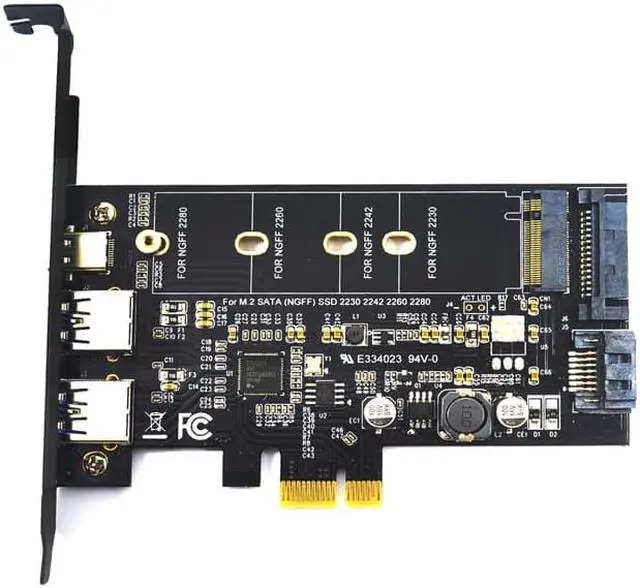 Alt view image 5 of 5 - 2x USB 3.0 & Type-c M.2 PCIe Adapter M2 SSD SATA B Key to PCI-e 3.0 Controller Converter Riser Card for 2280 2260 2242 2230 NGFF