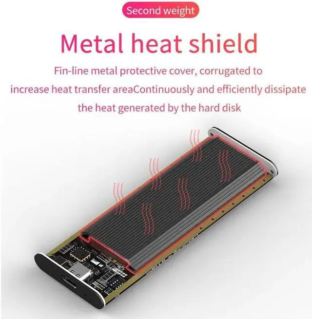 Alt view image 6 of 6 - Blueendless SSD M2 PCIe NVMe/NGFF Type C to USB 3.1 Case 2.5" Aluminum External Storage Enclosure USB Hard Disk Caddy Box