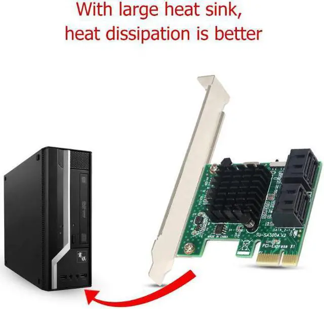 Alt view image 6 of 6 - 4 port SATA 3.0 to PCIe expansion Card PCI express PCI E SATA Adapter PCI e SATA 3 Converter for hdd SSD IPFS Mining Controller