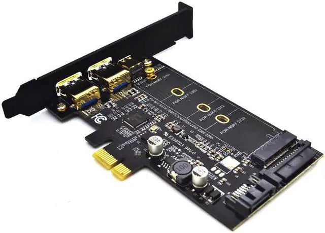 Main image of 2x USB 3.0 & Type-c M.2 PCIe Adapter M2 SSD SATA B Key to PCI-e 3.0 Controller Converter Riser Card for 2280 2260 2242 2230 NGFF