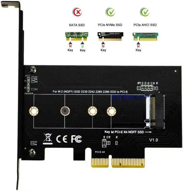 Alt view image 2 of 5 - PCIe Adapter M2 NGFF SSD NVME M Key SATA-based B Key to PCI-e 3.0 X4 X8 X16 2230-2280 size  ssd Controller Converter Card