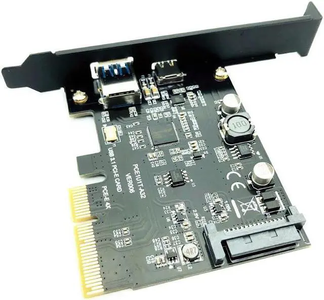 Alt view image 4 of 6 - USB 3.1 Type C PCIe Expansion Card PCI E to USB3.1 GEN 2 10Gbps USB Type C + USB3.0 Type A Riser Card PCI Express x4 USB Adapter