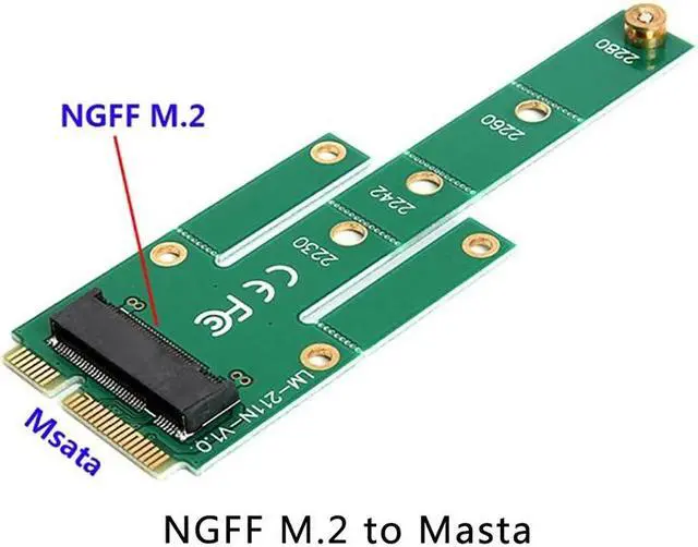 Alt view image 4 of 6 - mSATA to M.2 NGFF Adapters Convert Card 6.0Gb/s NGFF M.2 SATA Bus SSD B Key to mSATA Male Riser M.2 Adapter for 2230 2280 M2 SSD