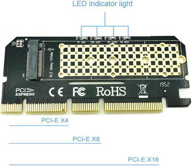Alt view image 2 of 6 - M.2 NVME PCIE to M2 Adapter LED NVME SSD M2 PCIE x16 Expansion Card Computer Adapter Interface M.2 NVMe SSD To PCIE M.2 Adapter
