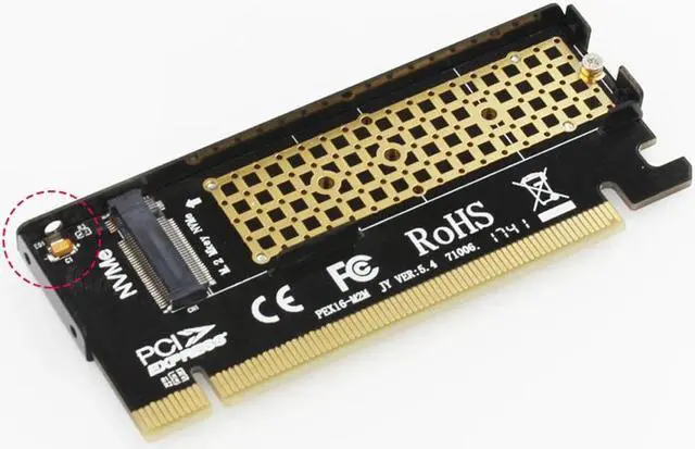 Alt view image 2 of 6 - NVME M.2 to PCIe Adapter PCI Express X16 to M2 Expansion Card with Heat Sink