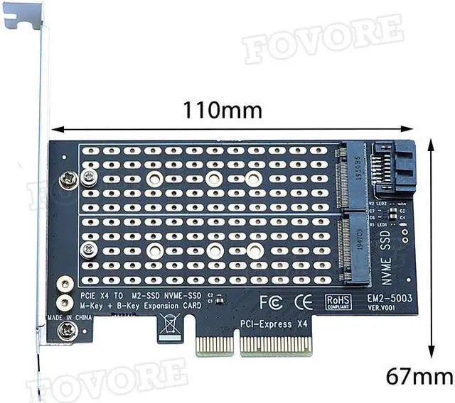 Alt view image 2 of 5 - On Cards PCIE to M2/M.2 Adapter SATA M.2 SSD PCIE Adapter NVME/M2 PCI E Adapter SSD M2 to SATA PCI-E Card M Key +B Key