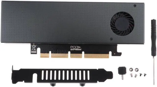 Alt view image 2 of 6 - Cooler Heatsinks with Fan Dual M2 SSD NVME /SATA to PCIe x4 Adapter Card