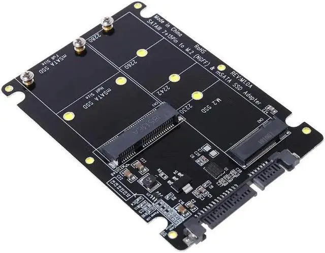 Alt view image 2 of 6 - 2 In 1 M.2 B+M Key Mini PCI E or mSATA SSD to SATA III Adapter Card for Full Msata SSD/ 2230/2242/2260/22x80 M2