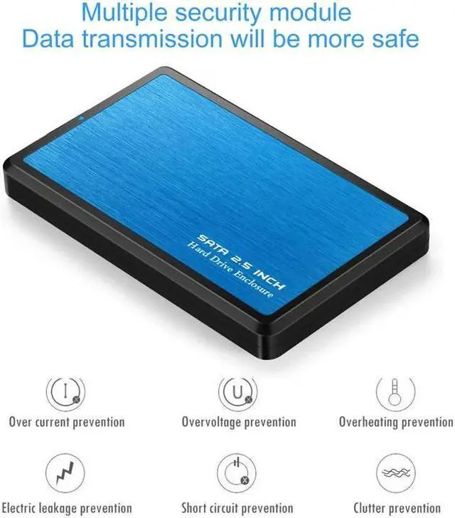 Alt view image 3 of 5 - 2.5inch USB 3.0 SATA Hd Box HDD Drive External HDD Enclosure black Case Tool Free 5 Gbps Support UASP for SSD/ 2TB Hard Disk(blue)