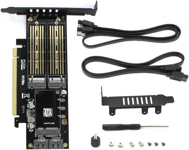 Main image of M.2 for NVMe SSD for NGFF to PCIE 3.0 X16 Adapter M Key B Key mSATA PCI Express 3.0 m2 SSD AHCI mSATA 3in 1 Converter Riser Card