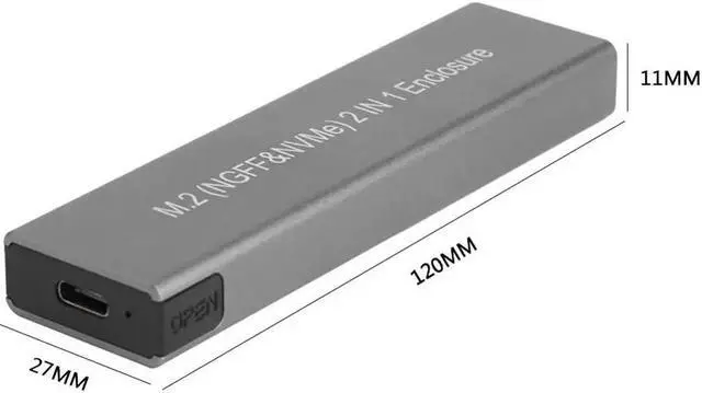 Alt view image 5 of 6 - M2 SSD Case NVME Enclosure M.2 to USB Type C 3.1 SSD Adapter for Dual signal NVME PCIE NGFF SATA M/B Key SSD Disk Box SSD Case