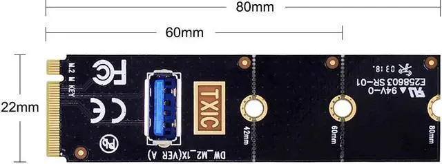 Alt view image 2 of 6 - NGFF M.2 to USB 3.0 Transfer Card M2 M Key to USB3.0 Adapter For PCI E 1x to 16x Riser Card For Litecoin Bitcoin Miner