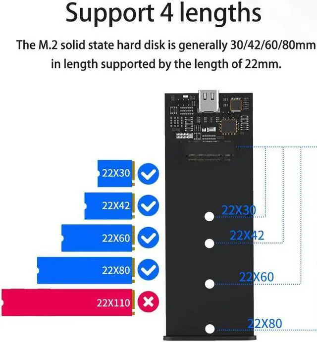 Alt view image 5 of 6 - Blueendless SSD M2 PCIe NVMe/NGFF Type C to USB 3.1 Case 2.5" Aluminum External Storage Enclosure USB Hard Disk Caddy Box