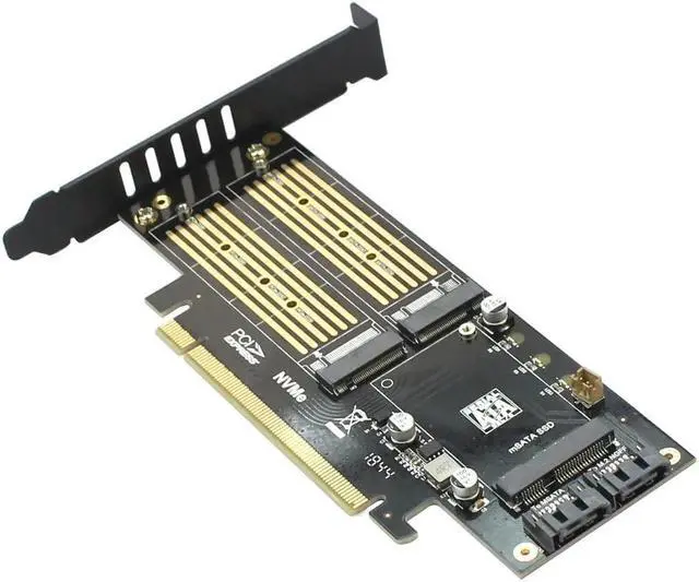 Alt view image 3 of 6 - M.2 for NVMe SSD for NGFF to PCIE 3.0 X16 Adapter M Key B Key mSATA PCI Express 3.0 m2 SSD AHCI mSATA 3in 1 Converter Riser Card