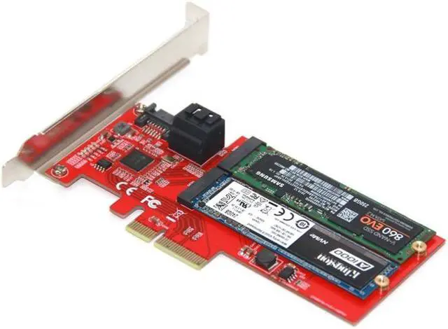 Alt view image 5 of 6 - M2 SATA Raid Controller Card PCI Express X4 to 2Port SATA 3.0 6Gbps + 2Port M.2 NGFF SSD B Key Support RAID0 RAID1 AHCI Mode