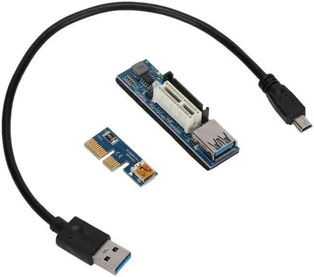 Alt view image 3 of 6 - Amify PCI E X1 Extender PCI Express USB 3.0 Adapter Raiser PCIE 1X Riser Card USB 3.0 PCI E SATA PCI E Riser PCI Express X1 to X1 Slot