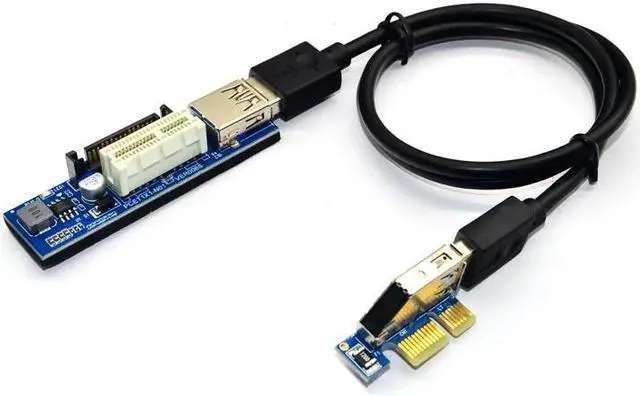 Alt view image 5 of 6 - Amify PCI E X1 Extender PCI Express USB 3.0 Adapter Raiser PCIE 1X Riser Card USB 3.0 PCI E SATA PCI E Riser PCI Express X1 to X1 Slot