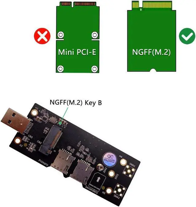 Alt view image 4 of 6 - m.2ngfftous3.0dpteronverterrdexpnsionrdsitdulnnosimrdslotfor3g/4g/5gmodulem2tousriserrdkfgl