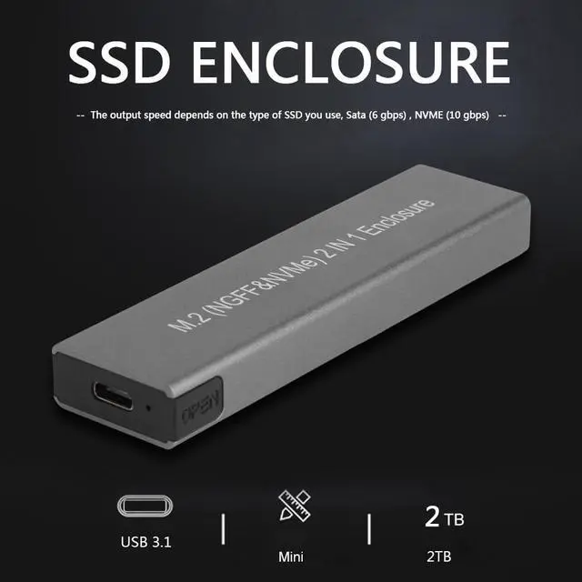 Main image of USB Type C M2 SSD Case NVME PCIE Enclosure M.2 to USB Type C 10Gbps 2TB Hard Drive Enclosure for NVME PCIE NGFF SATA M/B Key SSD