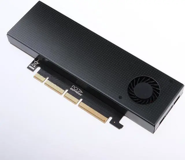 Alt view image 4 of 6 - Cooler Heatsinks with Fan Dual M2 SSD NVME /SATA to PCIe x4 Adapter Card