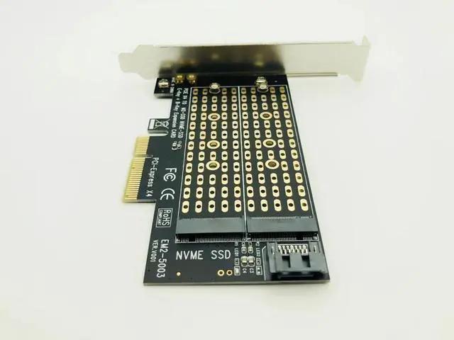 Alt view image 3 of 6 - M.2 NVMe SSD NGFF TO PCIE X4 Adapter M Key B Key Dual Interface Card Support PCI Express 3.0 2230 2242 2260 2280 Size M2 SSD