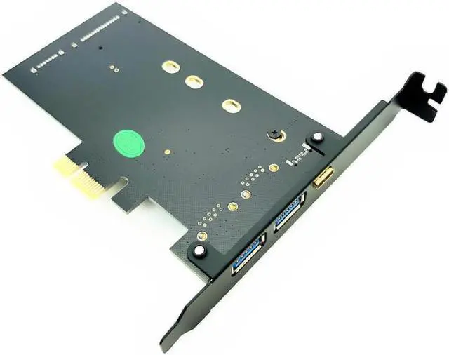 Alt view image 6 of 6 - Amify USB 3.0 PCI Express Riser Card Dual Port USB3.0 + 1 Port USB 3.1 Type C + M.2 NGFF Adapter M2 SATA SSD B Key to PCI E Controller
