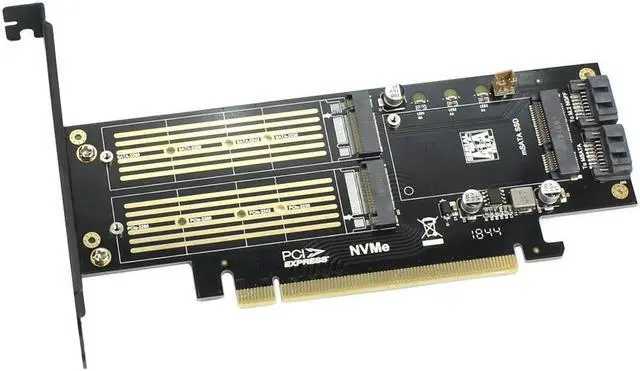Alt view image 2 of 6 - M.2 for NVMe SSD for NGFF to PCIE 3.0 X16 Adapter M Key B Key mSATA PCI Express 3.0 m2 SSD AHCI mSATA 3in 1 Converter Riser Card