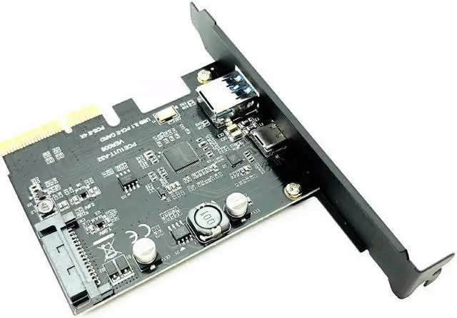 Alt view image 3 of 6 - USB 3.1 Type C PCIe Expansion Card PCI E to USB3.1 GEN 2 10Gbps USB Type C + USB3.0 Type A Riser Card PCI Express x4 USB Adapter