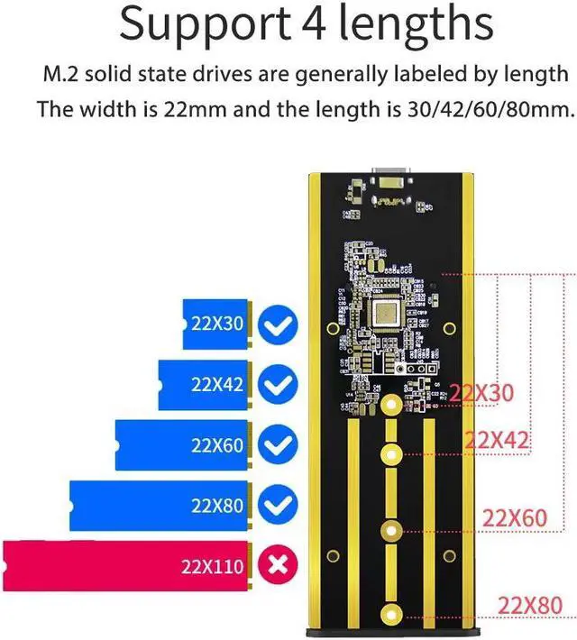Alt view image 6 of 6 - Blueendless M2 SSD Case NVME Enclosure SSD Case M.2 to USB Type C 3.1 Adapter for NVME PCIE NGFF SATA M/B Key SSD Caddy
