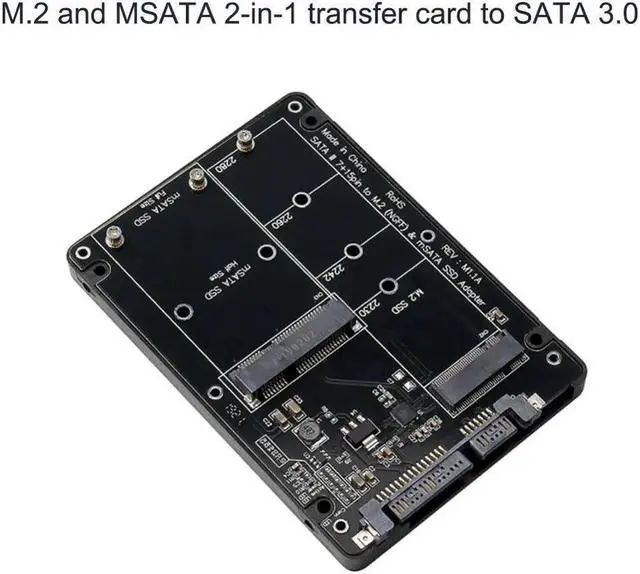 Alt view image 3 of 6 - 2 In 1 NGFF M.2 B M Key Mini PCI E or mSATA SSD to SATA III Adapter Card for Full Msata SSD/ 2230/2242/2260/22x80 M2