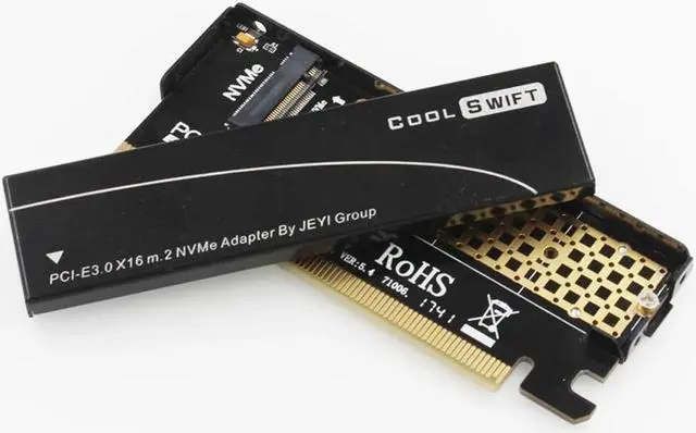 Alt view image 4 of 6 - NVME M.2 to PCIe Adapter PCI Express X16 to M2 Expansion Card with Heat Sink