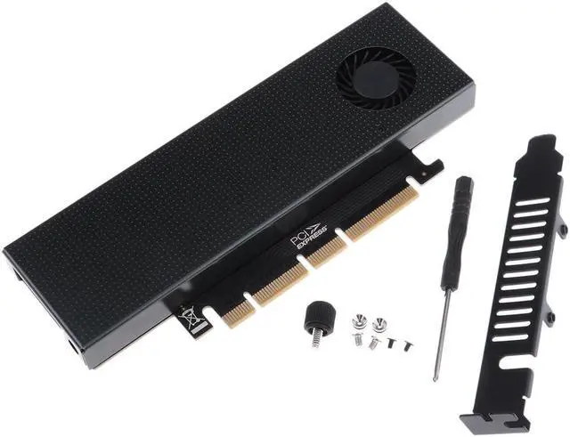 Alt view image 3 of 6 - Cooler Heatsinks with Fan Dual M2 SSD NVME /SATA to PCIe x4 Adapter Card