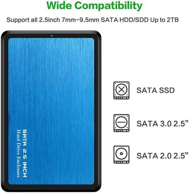 Alt view image 2 of 5 - 2.5inch USB 3.0 SATA Hd Box HDD Drive External HDD Enclosure black Case Tool Free 5 Gbps Support UASP for SSD/ 2TB Hard Disk(blue)
