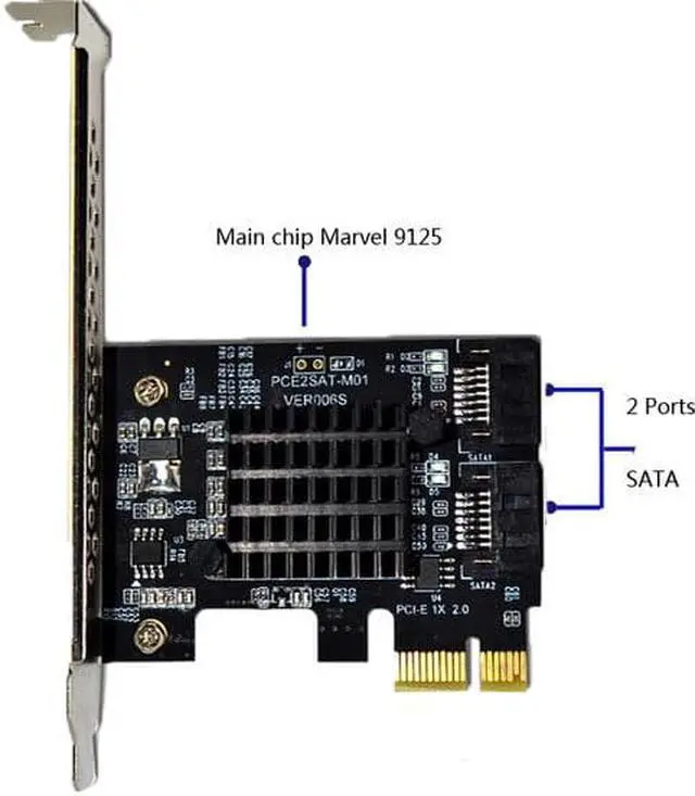 Main image of PCI-E PCI Express to SATA 3.0 Extension Card with Bracket 2-Port SATA III 6Gbps Expansion Adapter pci e sata3 pcie sata 3 card