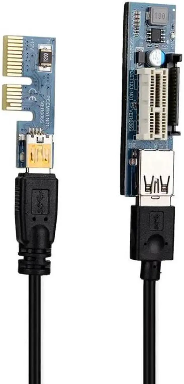 Alt view image 2 of 6 - Amify PCI E X1 Extender PCI Express USB 3.0 Adapter Raiser PCIE 1X Riser Card USB 3.0 PCI E SATA PCI E Riser PCI Express X1 to X1 Slot