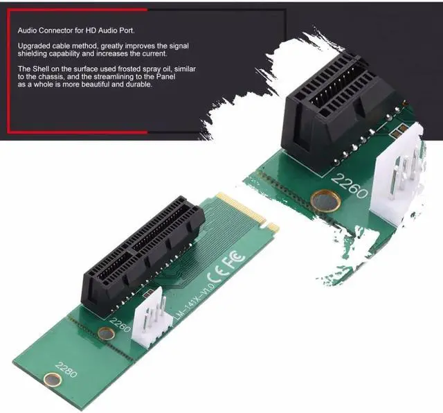 Alt view image 3 of 6 - PCI-E 4X to NGFF M.2 M Key PCI E Slot Adapter Female to Male Riser Card Adapter 4 Pin to Power Cable