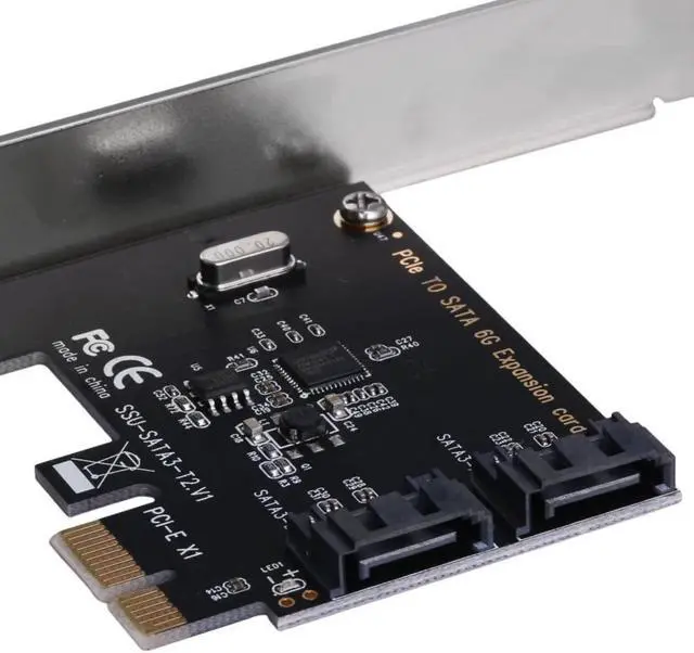 Alt view image 3 of 6 - PCI-E PCIe PCI Express to SATA 3.0 2 Port SATA III Expansion Controller 6G Card Adapter