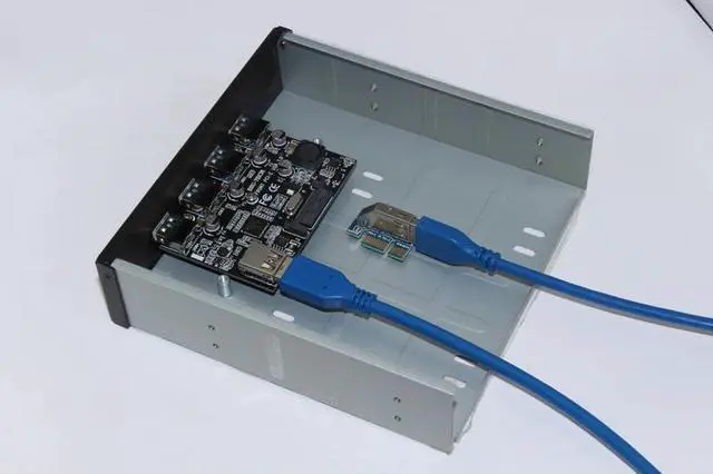 Alt view image 2 of 6 - Amify USB 3.0 PCI-E 1x to 4 Ports Card 5.25" Floppy Bay Front Panel USB3.0 Hub Splitter Internal Combo Bracket Adapter for PC Desktop