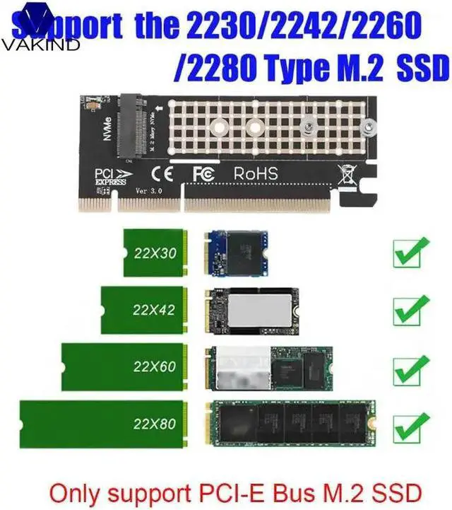 Alt view image 3 of 6 - 100x41mm M.2 NVME SSD NGFF To PCIE 16X/4X Adapter Expansion Card PCIE NVME M.2 SSD To PCIE Card With Heatsink Heat Sink