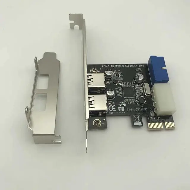 Alt view image 5 of 6 - 5Gbps USB 3.0 PCI-E Expansion Card Adapter External 2 Port USB3.0 Hub Internal 19pin Header PCI-E Card 4pin IDE Power Connector