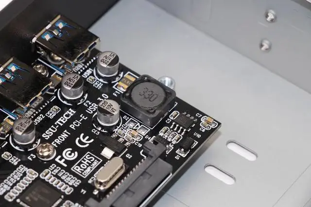Alt view image 5 of 6 - Amify USB 3.0 PCI-E 1x to 4 Ports Card 5.25" Floppy Bay Front Panel USB3.0 Hub Splitter Internal Combo Bracket Adapter for PC Desktop