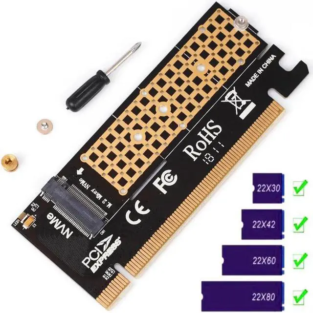 Alt view image 3 of 6 - M.2 NVMe SSD NGFF TO PCIE 3.0 X16 X4 Adapter M Key Interface Expansion Card Full Speed Support 2230 to 2280 SSD